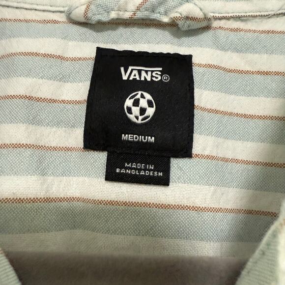 Vans Women's Cotton Striped Button Down Long Sleeve Shirt Size Medium - Picture 8 of 13